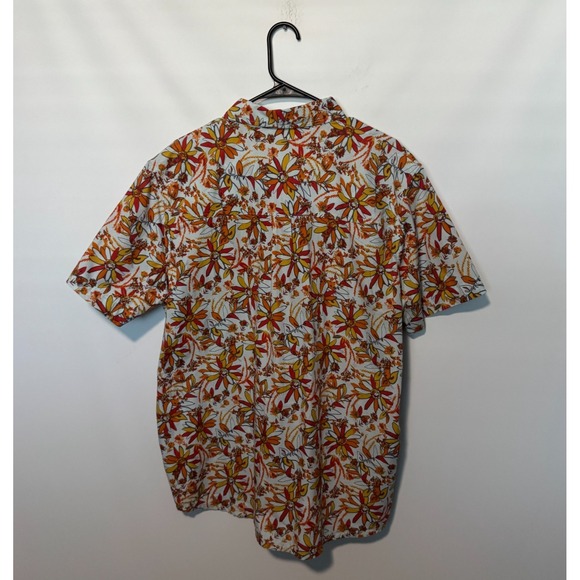 Stio Curtis Camp Shirt Mens XL Red Orange Floral Pearl Snap Western AOP Hawaiian - Picture 8 of 10